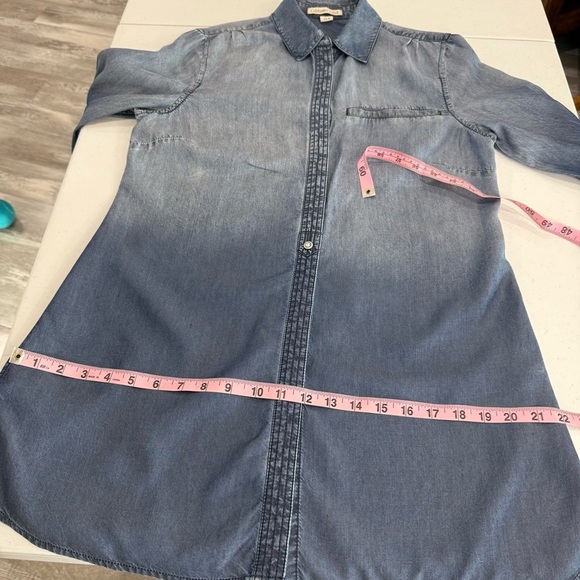 Coldwater Creek Chambray Tencel Dress Gathered Sleeves Button Women’s Sz S (6-8) - Picture 8 of 13